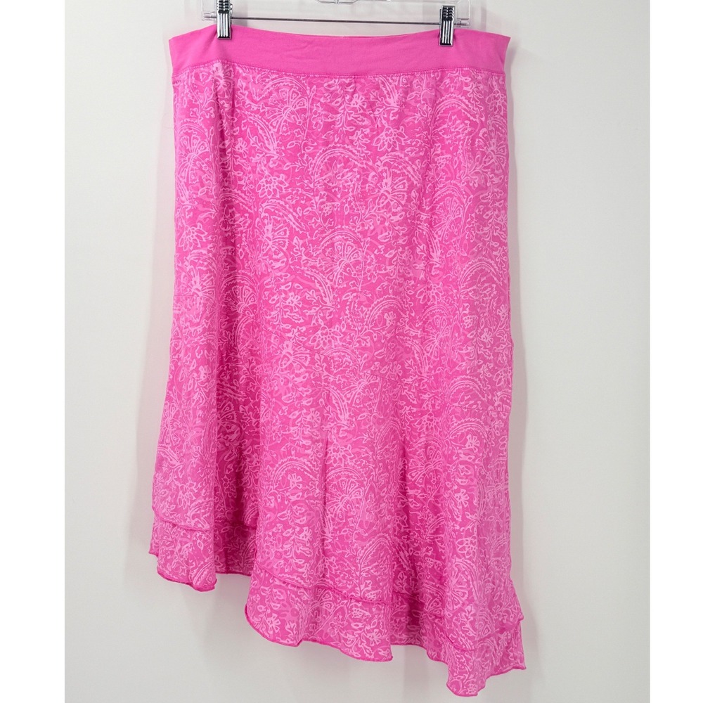 Fresh‎ Produce 100% Cotton Pink Asymmetrical Ruffle Skirt XXL USA vacation beach